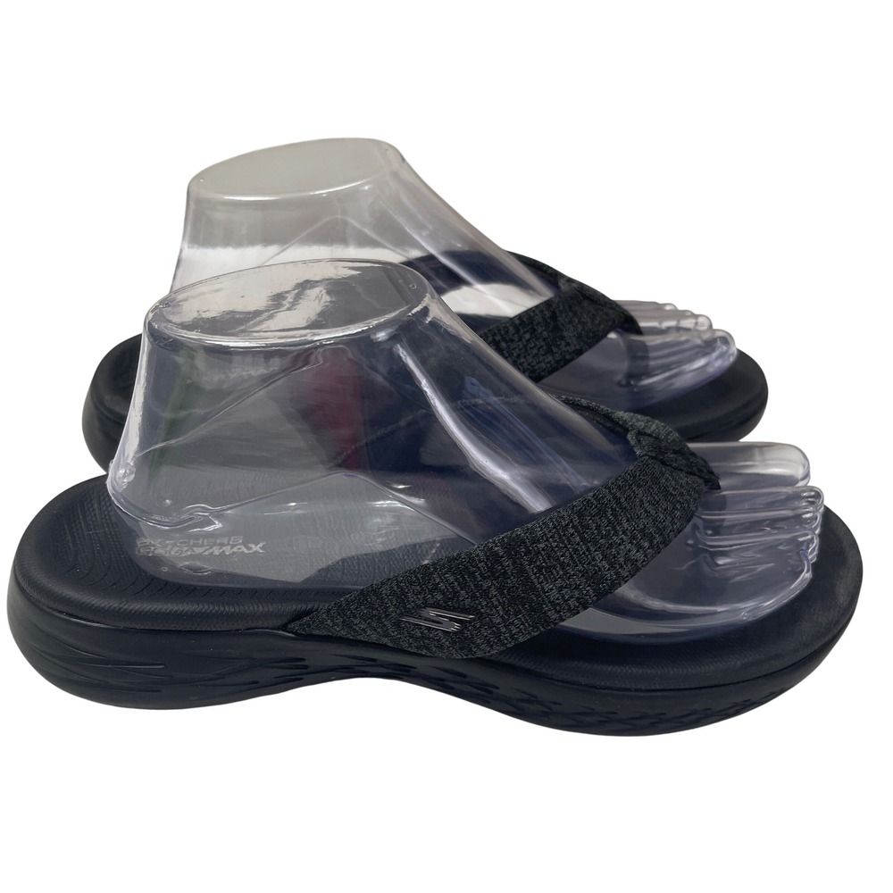Skechers Flip Flops Sandals Womens 9 Black On-the-GO 600 Preferred Comfort 15304